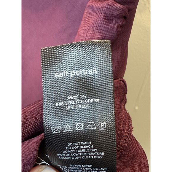 Self Portrait Women's AW22-147 Size 2 Purple Iris Stretch Crepe Mini Dress - Picture 6 of 6